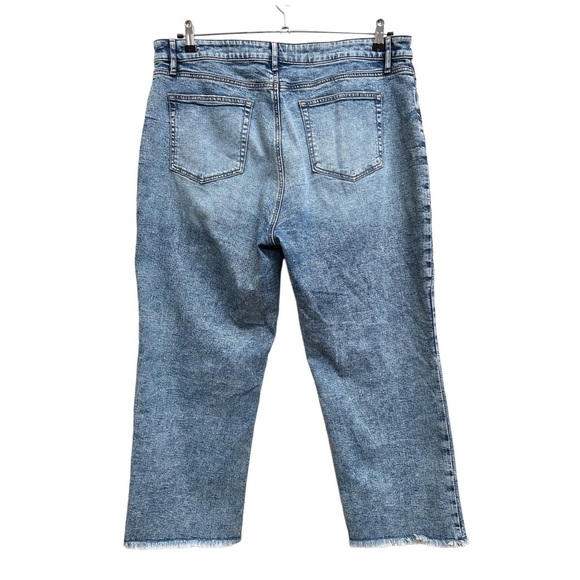 LOFT Curvy Straight Frayed Raw Hem Ankle Blue Jeans, Size 16 - Picture 2 of 11